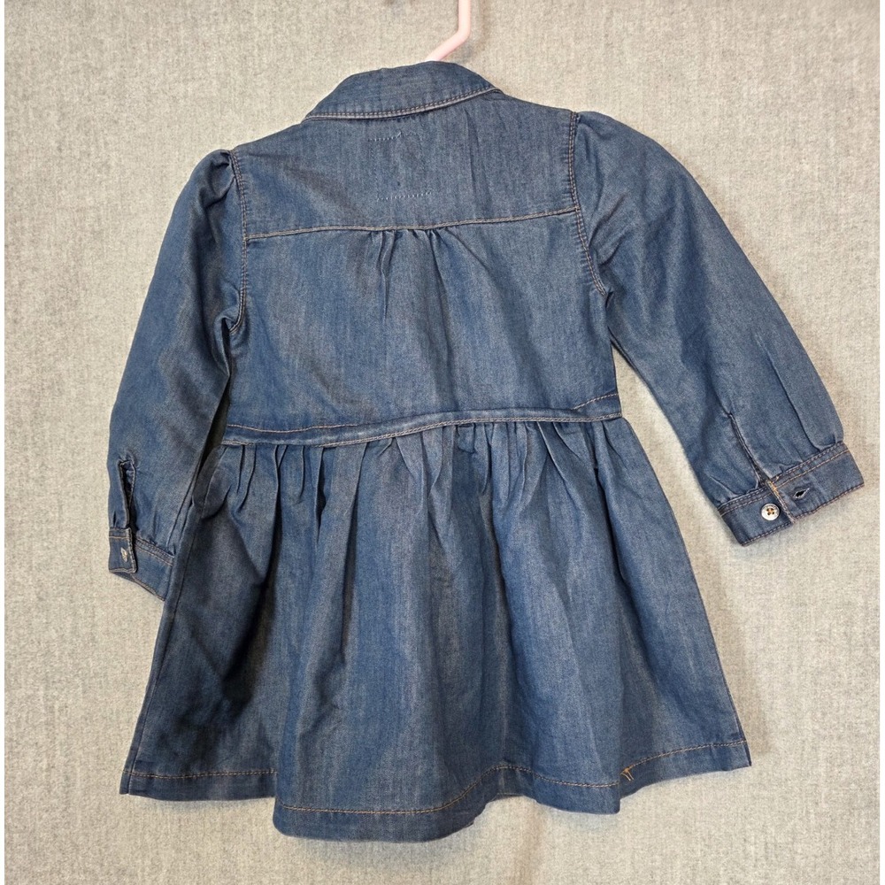 Levi's Denim Dress 12 Months Girls Blue Jean Button Pocket Western Red Tab Logo - Picture 2 of 7